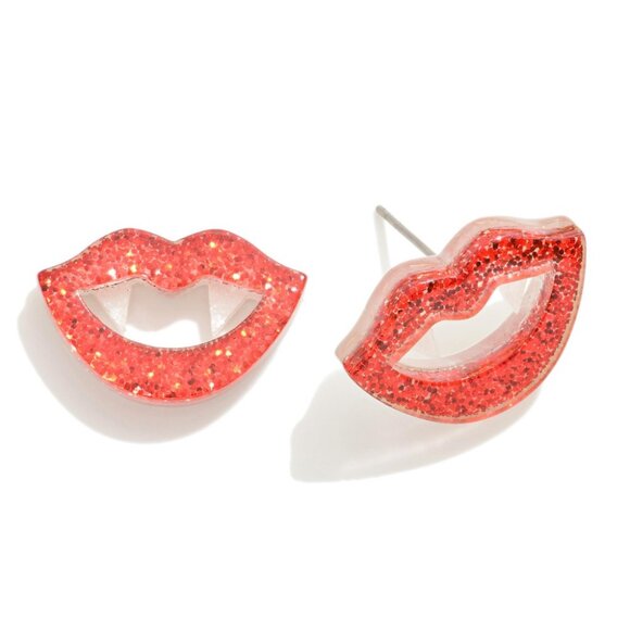 Glitter Vampire Lip Earrings - Picture 3 of 3